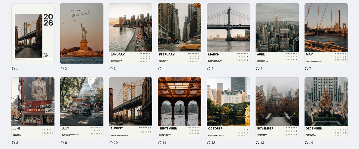 A4 Kalender Trio 2026 - NYC, California & USA im Set