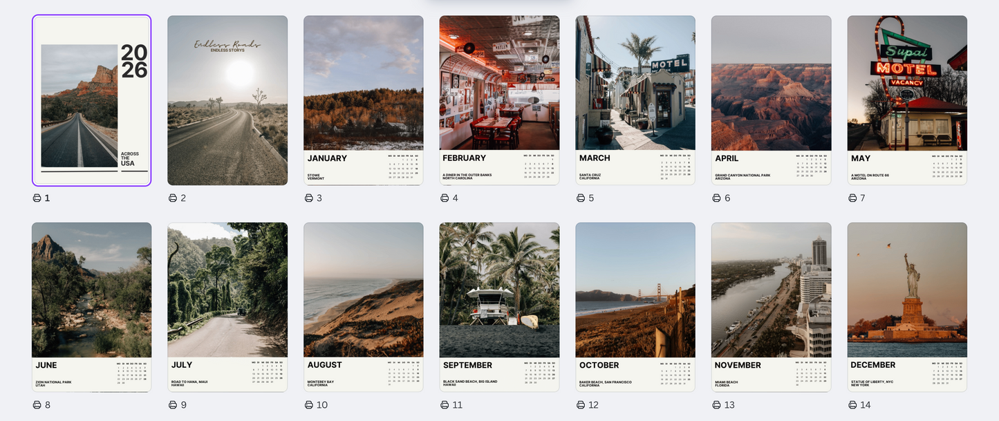 A4 Kalender Trio 2026 - NYC, California & USA im Set